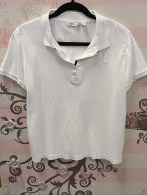 Liz Claiborne White Short-Sleeve Polo Tee